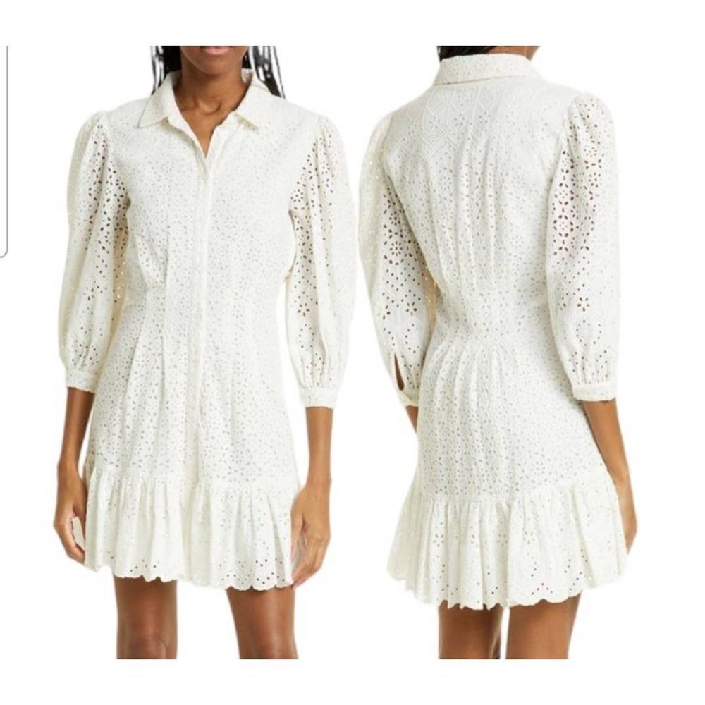 VeronicaâBeard Kylan Eyelet Lace Cotton Shirtdress White Sizeâ2